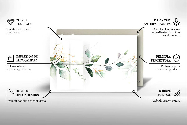 Chopping board Watercolor leaves