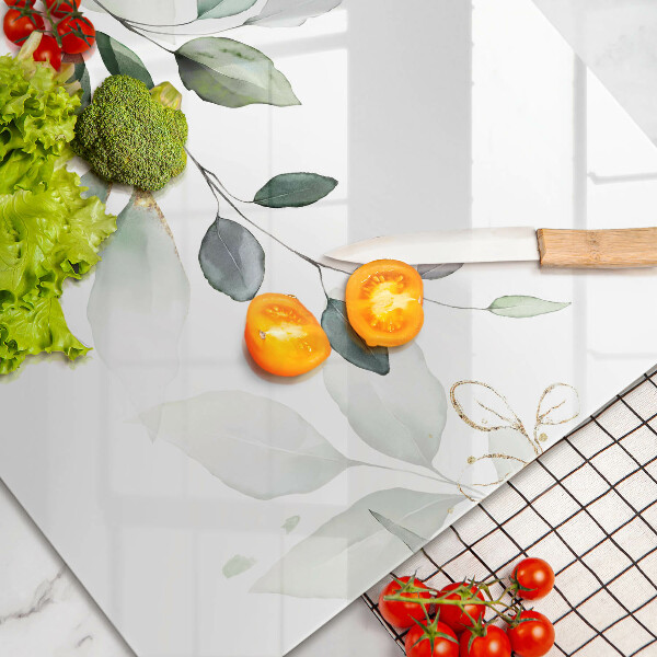 Chopping board Watercolor leaves