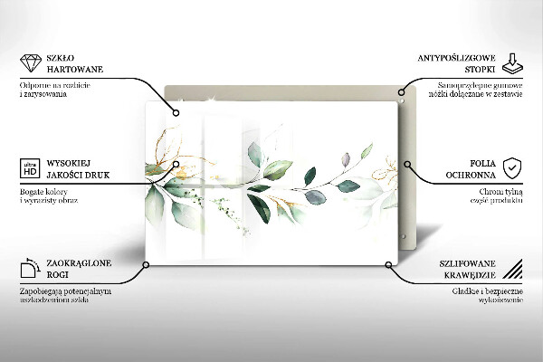 Chopping board Watercolor leaves