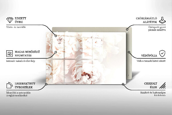 Chopping board Pastel peonies
