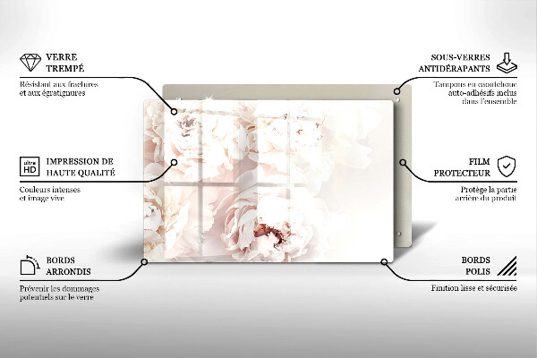 Chopping board Pastel peonies