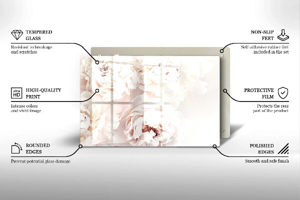 Chopping board Pastel peonies