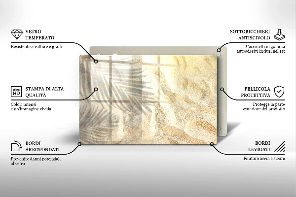 Chopping board Palm sand and leaves