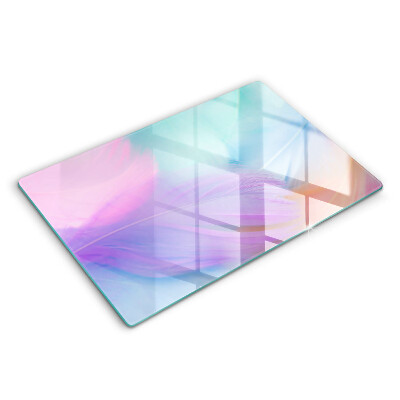 Glass kitchen board Pastel feathers