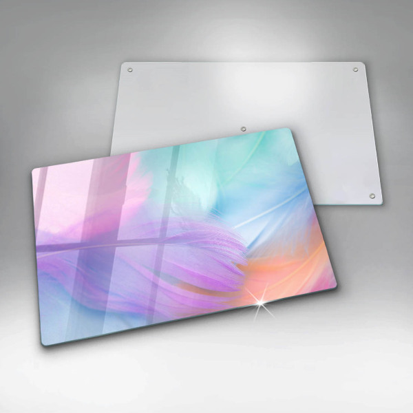 Glass kitchen board Pastel feathers