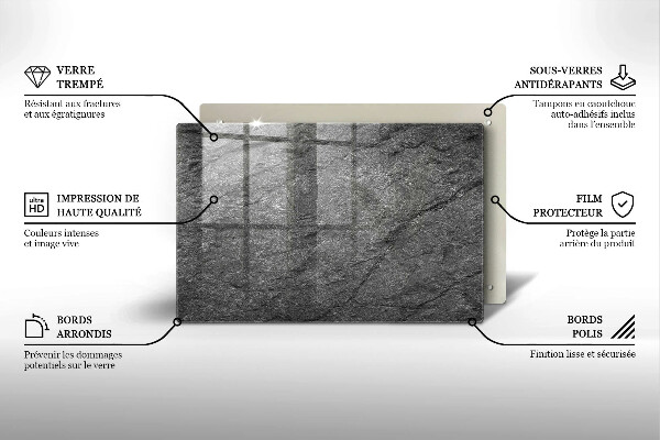 Chopping board glass Stone texture