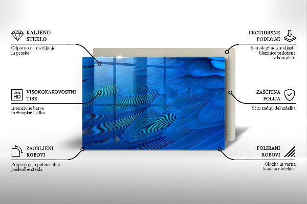 Chopping board glass Bird feathers