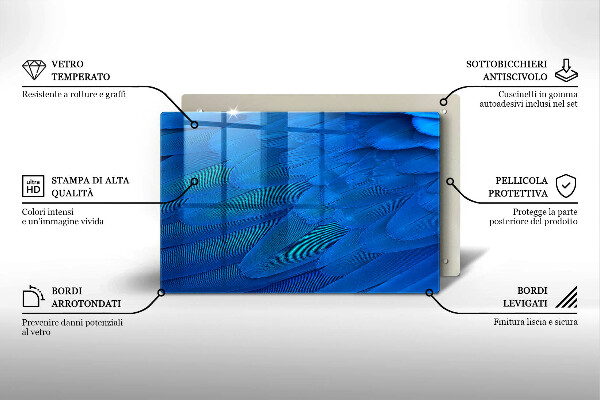 Chopping board glass Bird feathers
