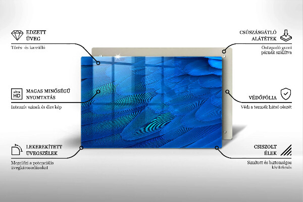 Chopping board glass Bird feathers