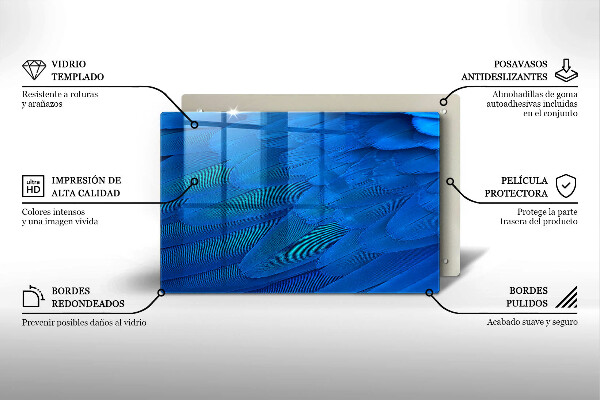 Chopping board glass Bird feathers