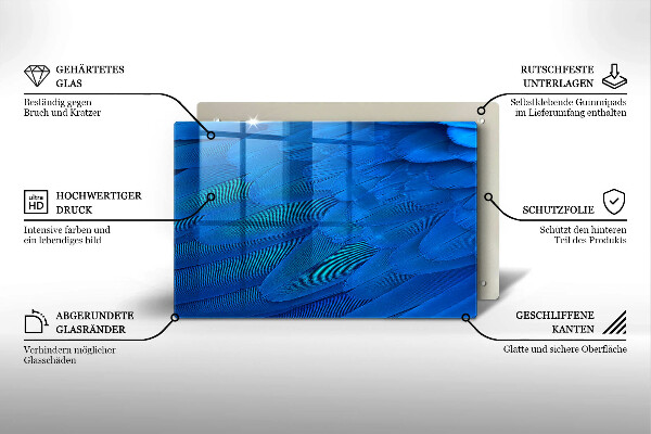 Chopping board glass Bird feathers