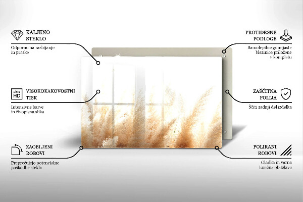 Chopping board glass Pampas grass