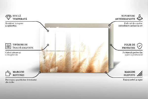 Chopping board glass Pampas grass