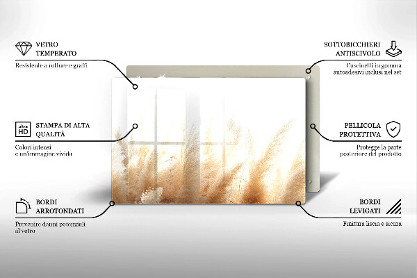 Chopping board glass Pampas grass