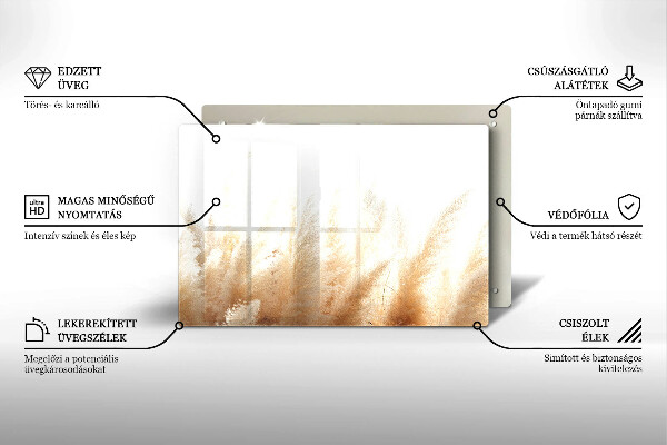 Chopping board glass Pampas grass