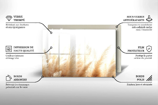 Chopping board glass Pampas grass