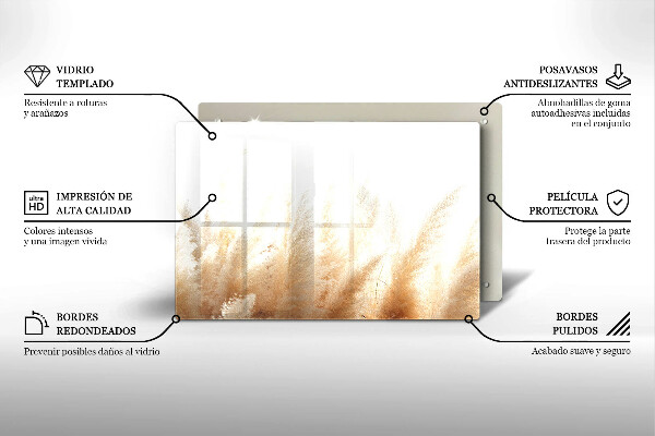 Chopping board glass Pampas grass