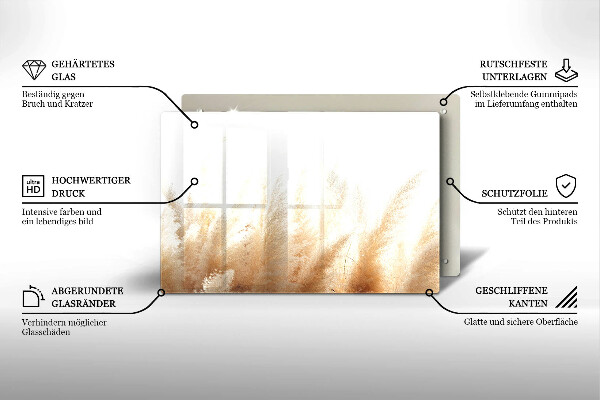 Chopping board glass Pampas grass