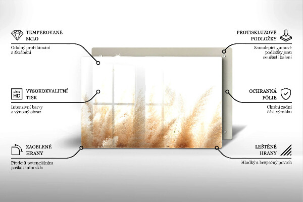 Chopping board glass Pampas grass