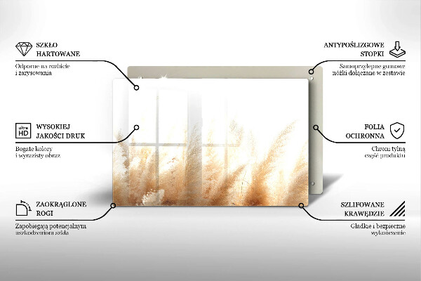 Chopping board glass Pampas grass