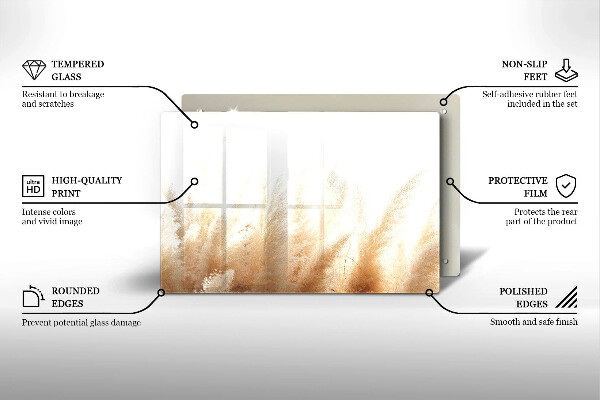 Chopping board glass Pampas grass