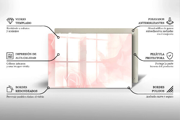 Chopping board glass Pastel background roses