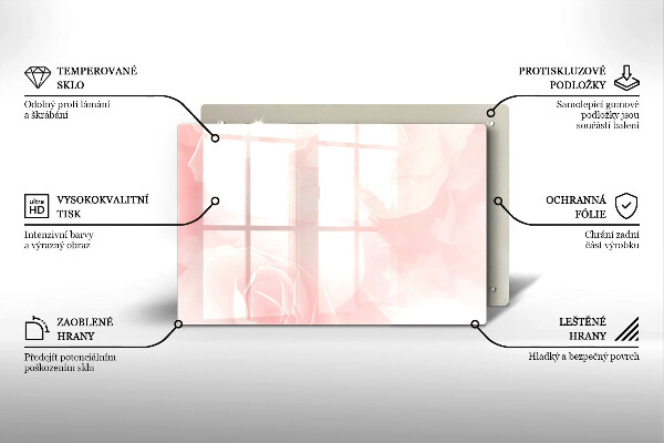 Chopping board glass Pastel background roses