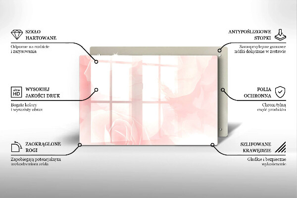 Chopping board glass Pastel background roses