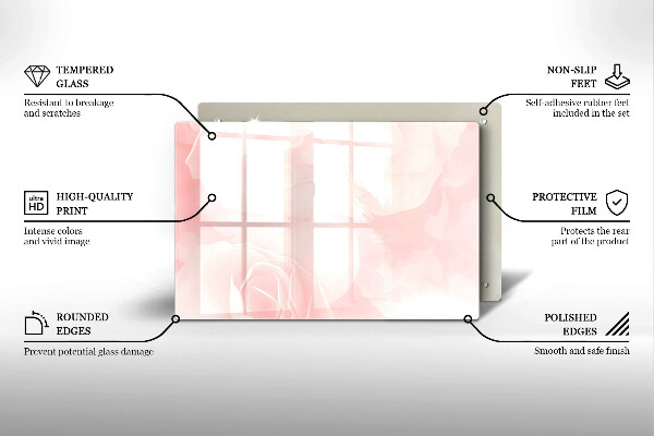 Chopping board glass Pastel background roses