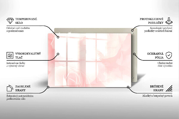 Chopping board glass Pastel background roses