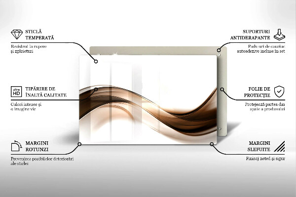 Glass cutting board Abstraction brown lines