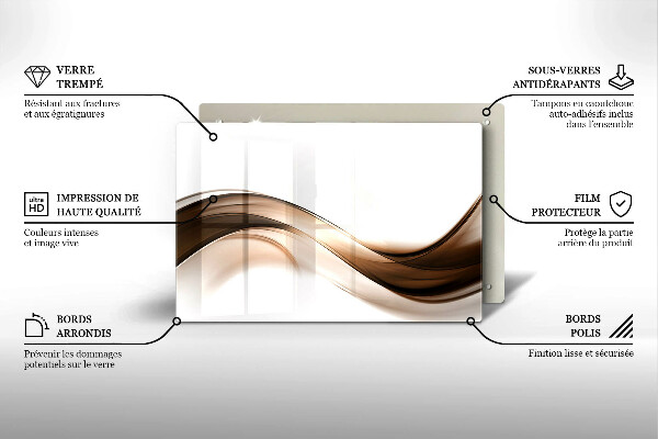 Glass cutting board Abstraction brown lines