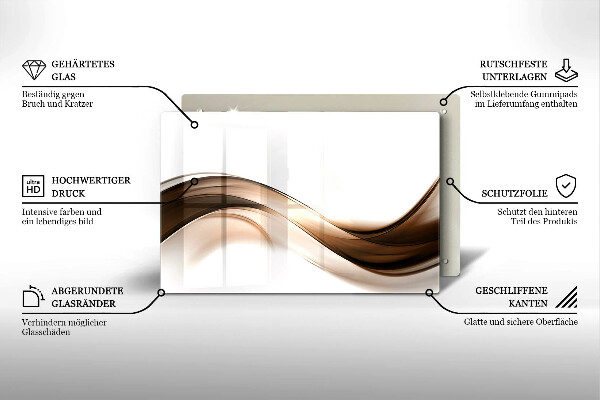 Glass cutting board Abstraction brown lines