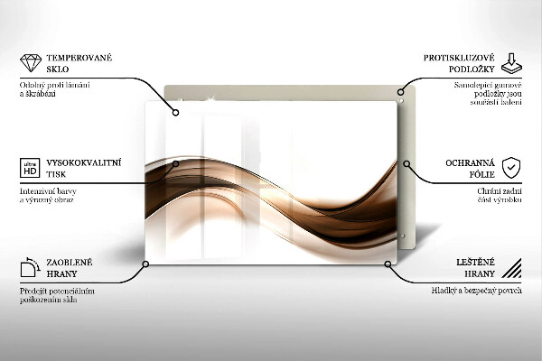 Glass cutting board Abstraction brown lines