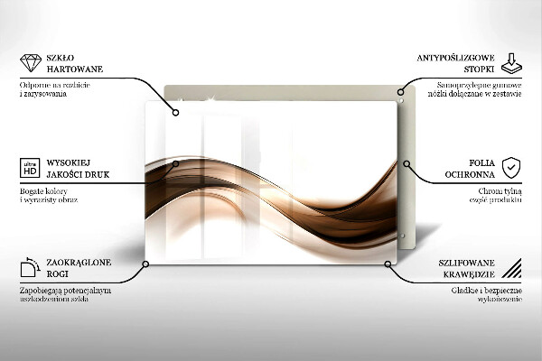 Glass cutting board Abstraction brown lines