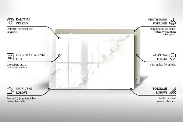 Chopping board glass Marble stone background