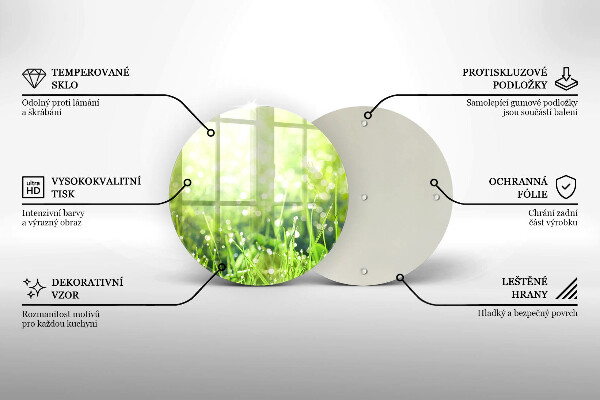 Glass worktop saver Nature - grass and dew