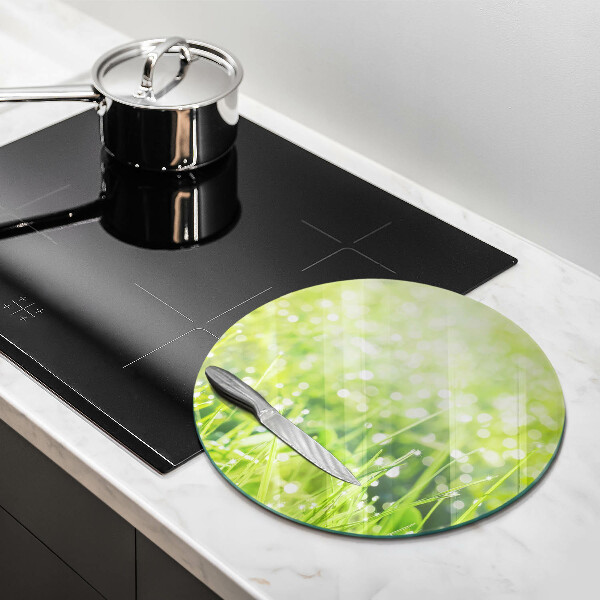 Glass worktop saver Nature - grass and dew
