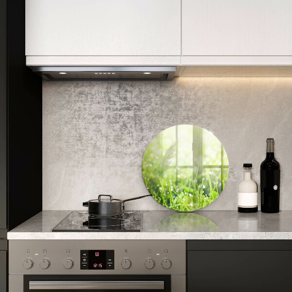 Glass worktop saver Nature - grass and dew
