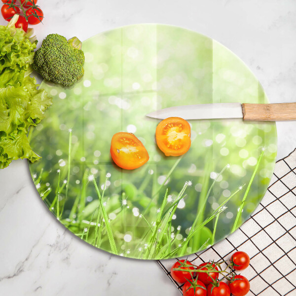 Glass worktop saver Nature - grass and dew