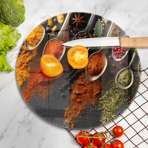 Glass worktop protector Spoons with spices
