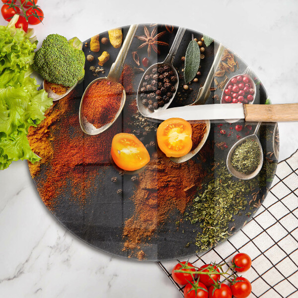 Glass worktop protector Spoons with spices