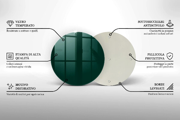 Chopping board glass Green color