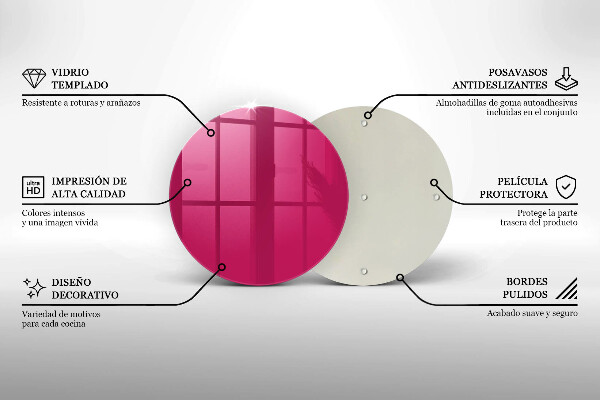 Chopping board glass Pink color