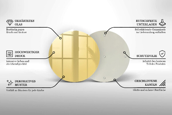 Chopping board glass Yellow
