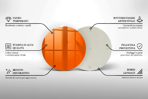 Chopping board glass Orange color