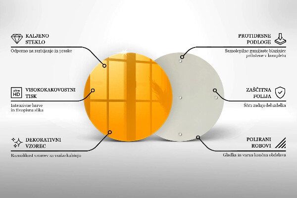 Chopping board glass Dark yellow color