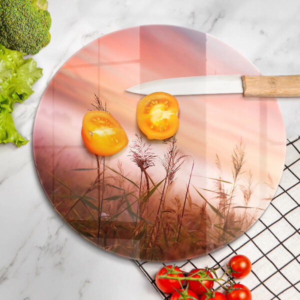 Glass worktop saver Landscape of grass fields