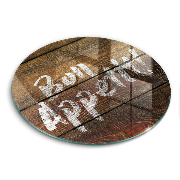 Chopping board glass Boards inscription Bon Appetit