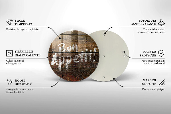 Chopping board glass Boards inscription Bon Appetit